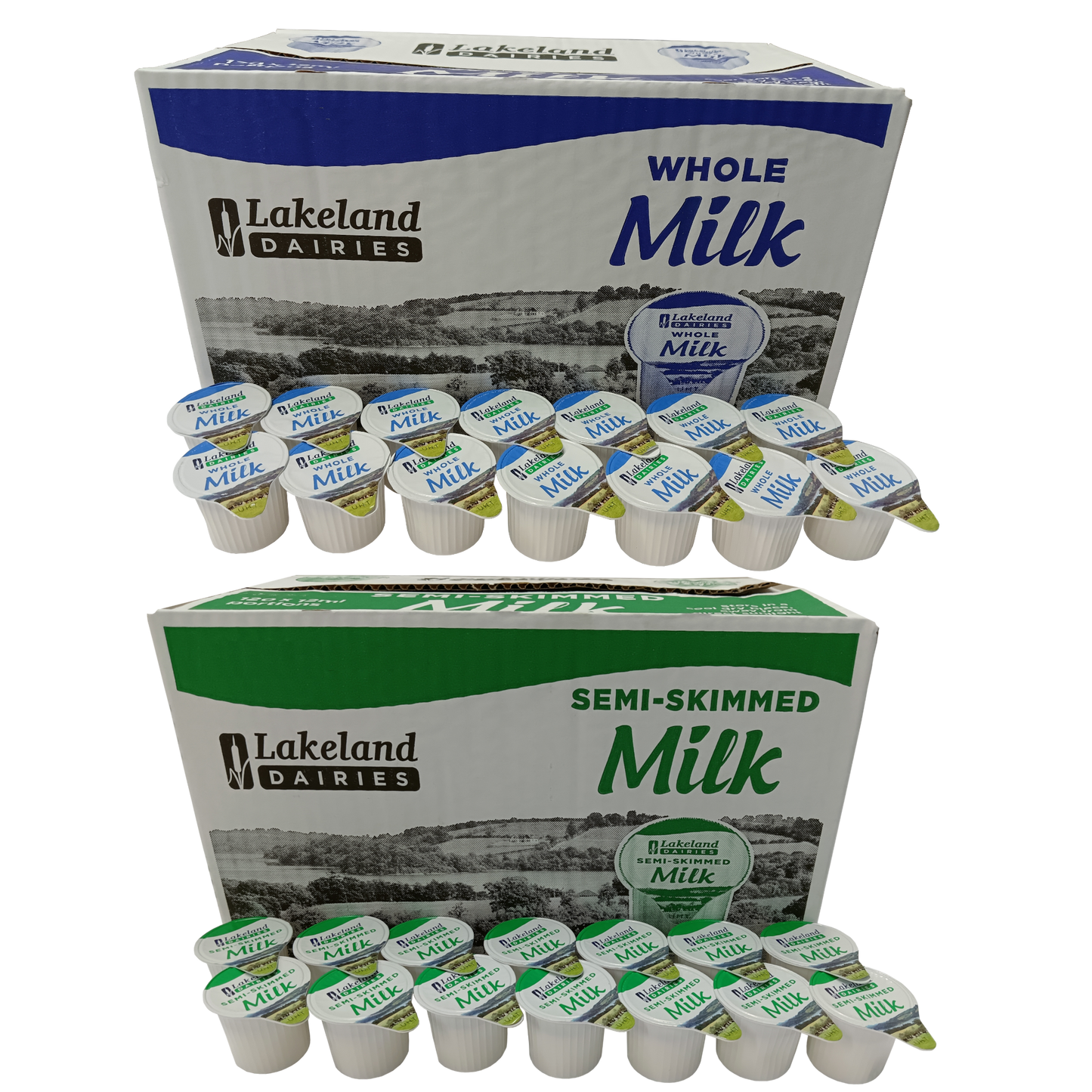 120x Semi Skimmed vs Whole Milk 12ml Pots UHT Long Life Jiggers Portion Lakeland