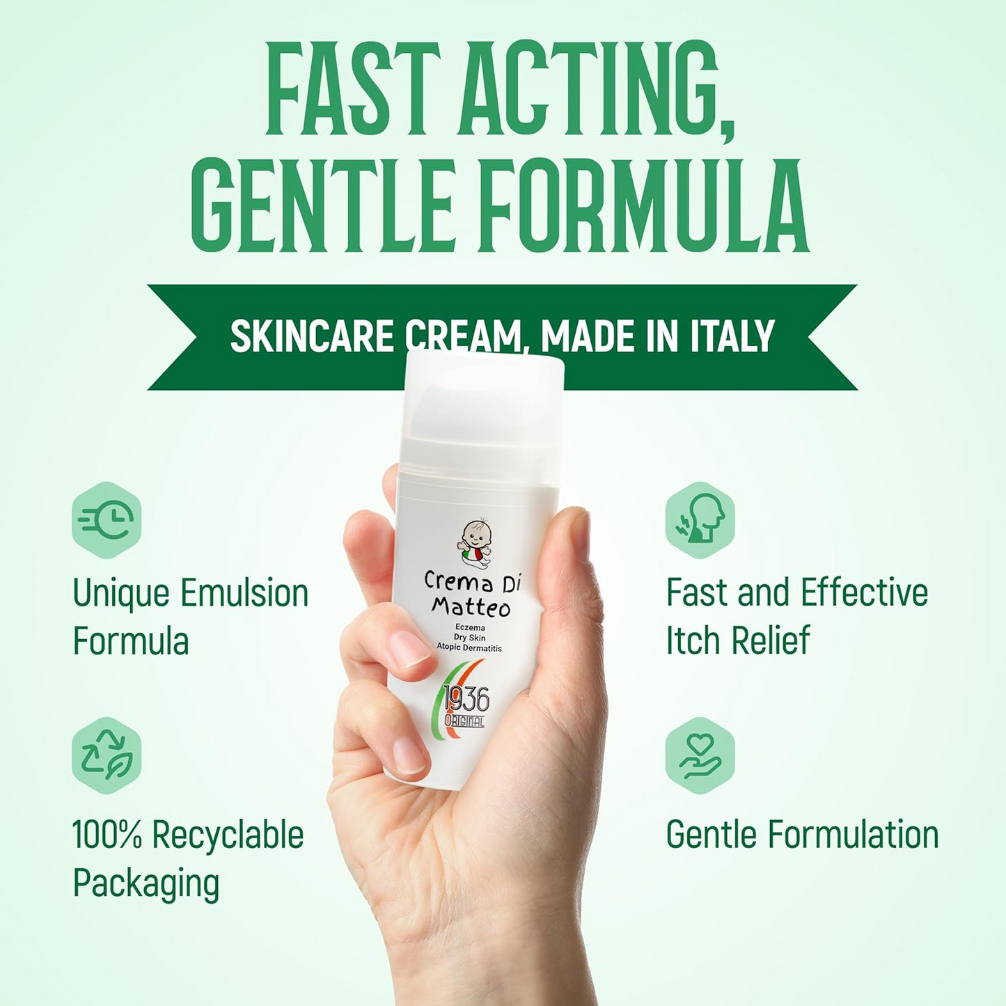 1936 Original Crema Di Matteo Cream - 100ml | Natural Eczema Relief for All Ages | Gentle Daily Moisturizer